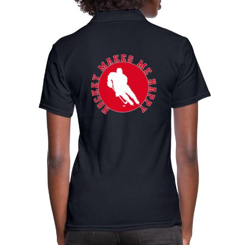 Hockey Makes Me Happy – Ice Hockey Fan Emblem - Women's Pique Polo Shirt