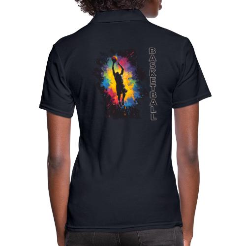 High Energy Basketball Paint Splatter Art - Women's Pique Polo Shirt