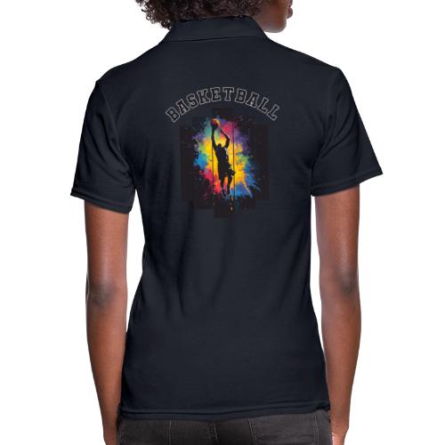 Basketball Slam Dunk Splash Design - Women's Pique Polo Shirt
