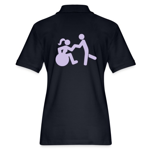 Dancing lady wheelchair user with man - Women's Pique Polo Shirt