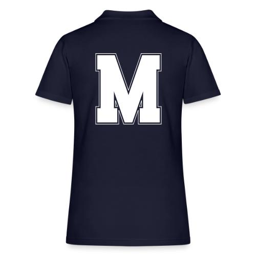 White Letter M – Varsity Alphabet Monogram - Women's Pique Polo Shirt
