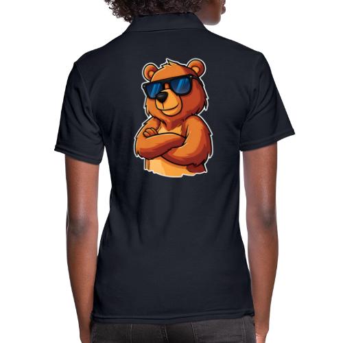 Cool Bear Sunglasses Cartoon Design - Women's Pique Polo Shirt