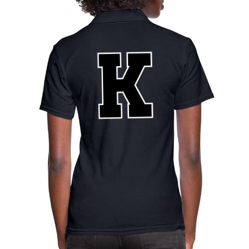Varsity Letter K Collegiate Font Design - Women's Pique Polo Shirt