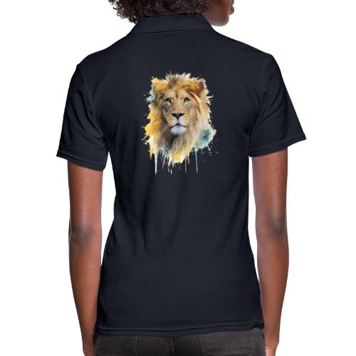 Watercolor Lion Portrait - Women's Pique Polo Shirt