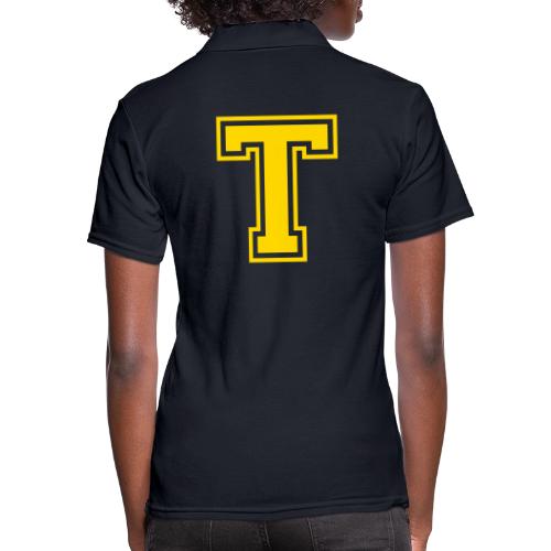 Letter T – Capital Athletic Alphabet Monogram - Women's Pique Polo Shirt