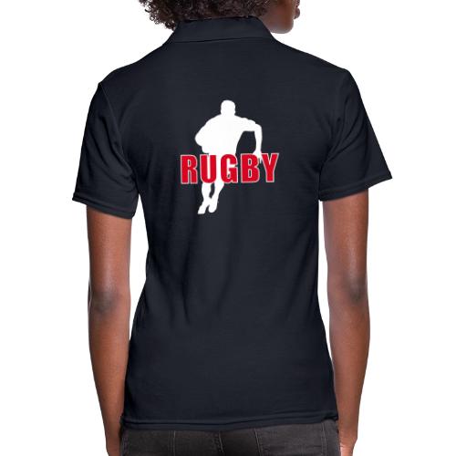 Bold Rugby Action Silhouette - Women's Pique Polo Shirt