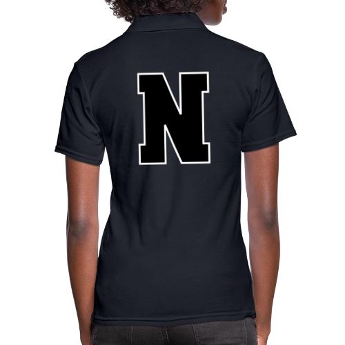 Varsity Letter N Athletic Font Graphic - Women's Pique Polo Shirt