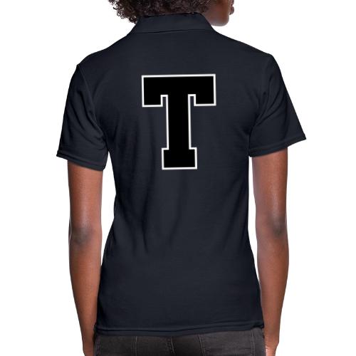 Varsity Letter T Athletic Font Design - Women's Pique Polo Shirt