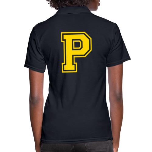 Letter P – Capital Athletic Alphabet Monogram - Women's Pique Polo Shirt