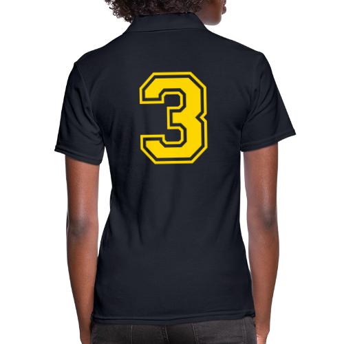 Number 3 in a classic athletic collegiate font - Women's Pique Polo Shirt