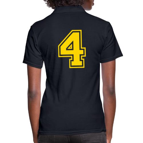 Number 4 in a classic athletic collegiate font - Women's Pique Polo Shirt