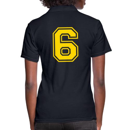 Number 6 in a classic athletic collegiate font - Women's Pique Polo Shirt