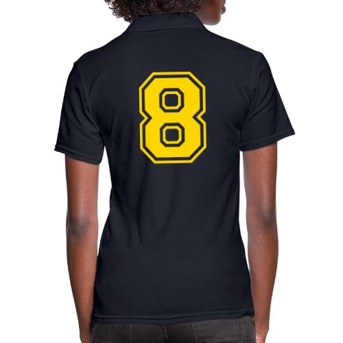 Number 8 in a classic athletic collegiate font - Women's Pique Polo Shirt