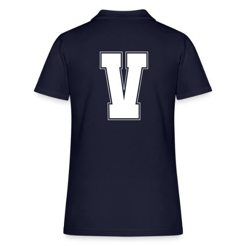 White Letter V – Varsity Alphabet Monogram - Women's Pique Polo Shirt
