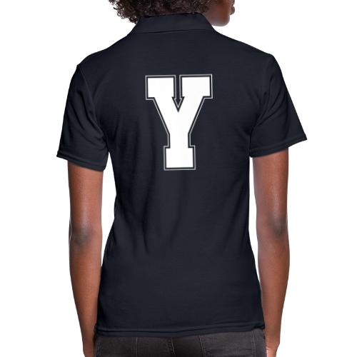 White Letter Y – Varsity Alphabet Monogram - Women's Pique Polo Shirt