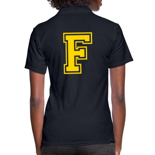 Letter F – Capital Athletic Alphabet Monogram - Women's Pique Polo Shirt