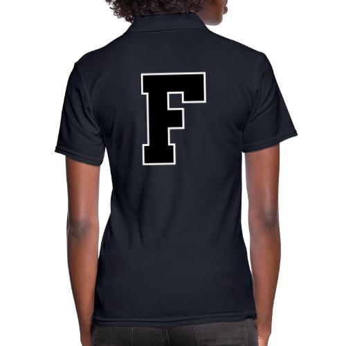 Varsity Letter F Athletic Monogram - Women's Pique Polo Shirt