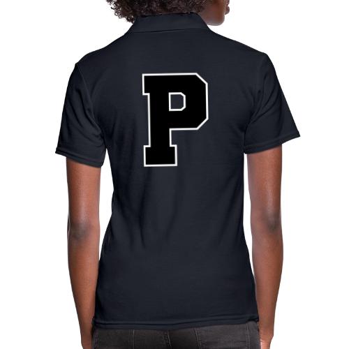 Varsity Letter P Athletic Alphabet Design - Women's Pique Polo Shirt