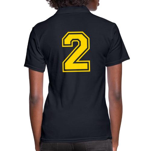 Number 2 in a classic athletic collegiate font - Women's Pique Polo Shirt