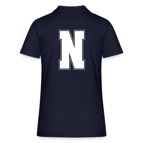 White Letter N – Varsity Alphabet Monogram - Women's Pique Polo Shirt