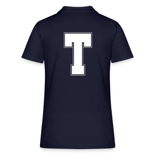 White Letter T – Varsity Alphabet Monogram - Women's Pique Polo Shirt