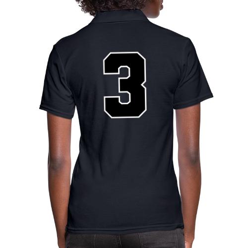 Varsity Number 3 Athletic Font - Women's Pique Polo Shirt