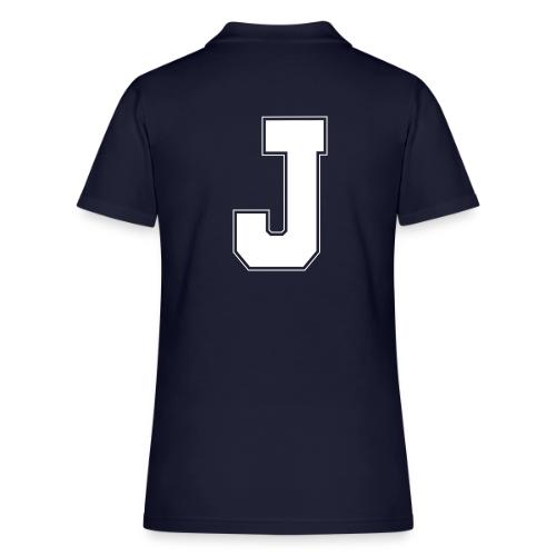 White Letter J – Varsity Alphabet Monogram - Women's Pique Polo Shirt