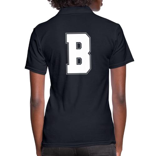 White Letter B – Varsity Alphabet Monogram - Women's Pique Polo Shirt