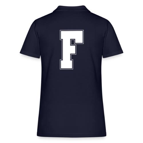 White Letter F – Varsity Alphabet Monogram - Women's Pique Polo Shirt