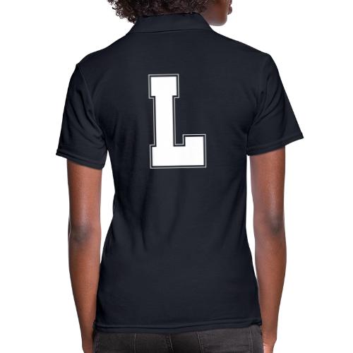 White Letter L – Varsity Alphabet Monogram - Women's Pique Polo Shirt