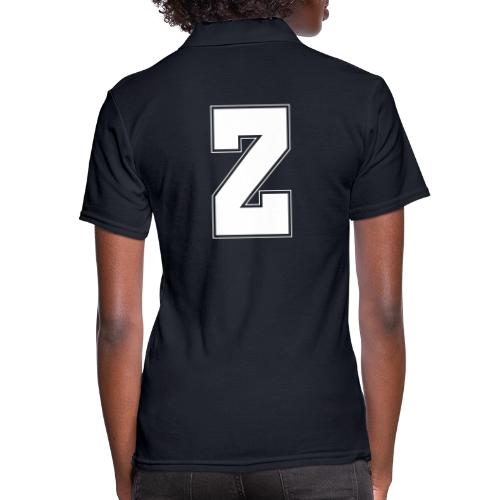 White Letter Z – Varsity Alphabet Monogram - Women's Pique Polo Shirt