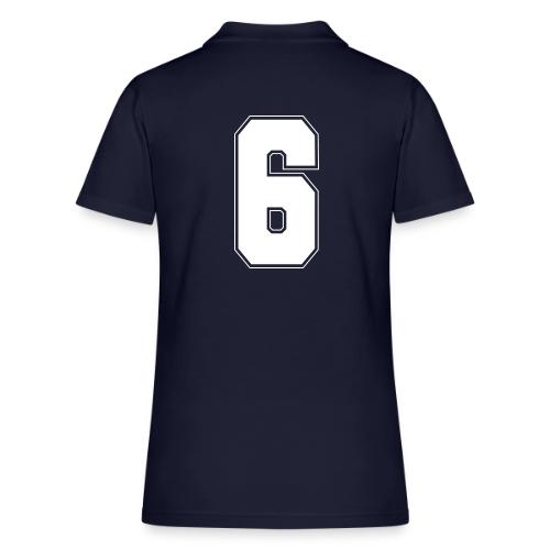 White Number 6 – Varsity Font - Women's Pique Polo Shirt