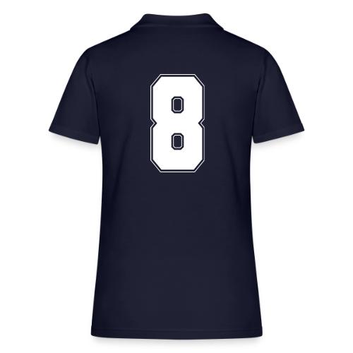 White Number 8 – Varsity Font - Women's Pique Polo Shirt
