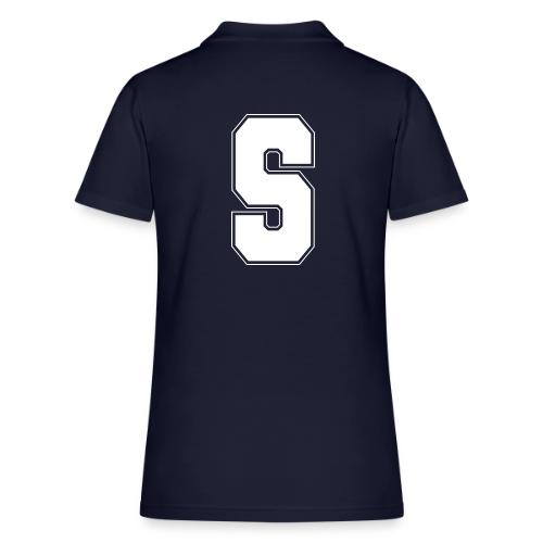 White Letter S – Varsity Alphabet Monogram - Women's Pique Polo Shirt
