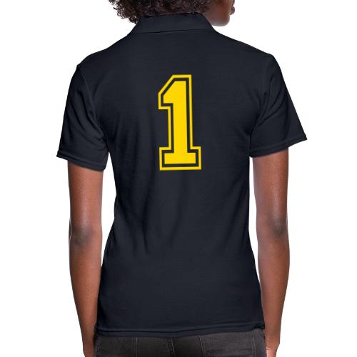 Number 1 in a classic athletic collegiate font - Women's Pique Polo Shirt