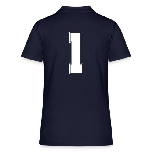 White Number 1 – Varsity Font - Women's Pique Polo Shirt