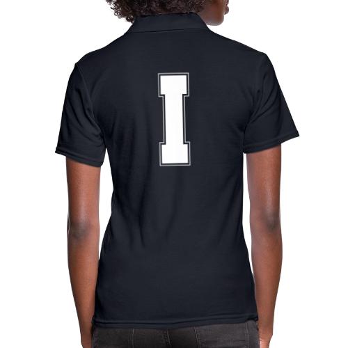 White Letter I – Varsity Alphabet Monogram - Women's Pique Polo Shirt