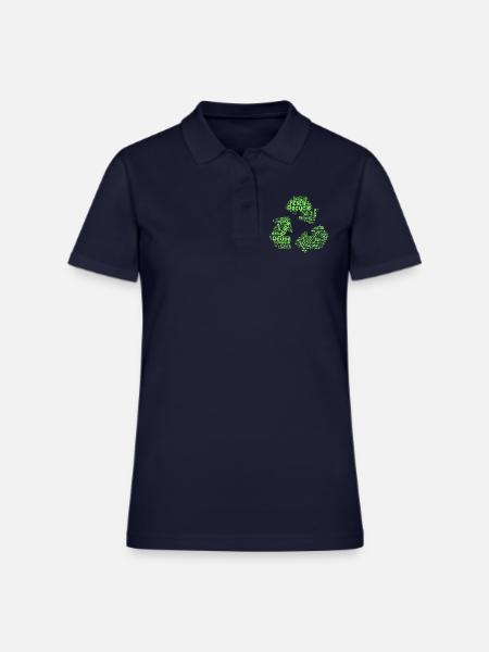 Recycle Reuse Renew Rethink Enviromental Crisis - Women's Pique Polo Shirt - midnight navy - Front