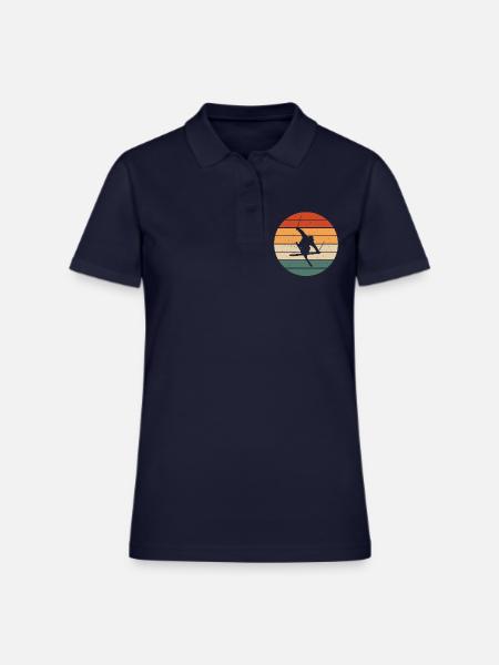 Retro Freestyle Skiing Design - Women's Pique Polo Shirt - midnight navy - Front