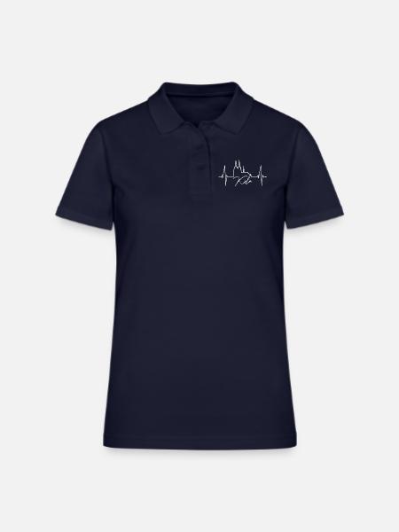 Cologne Skyline Heartbeat Köln Fan Heart Cathedral - Women's Pique Polo Shirt - midnight navy - Front