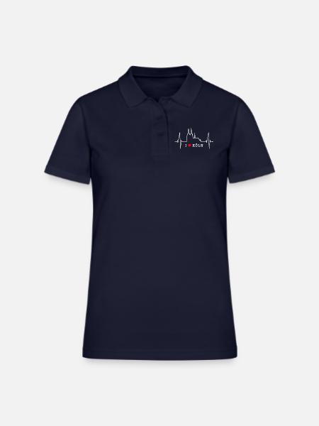 Cologne Skyline Heartbeat Köln Fan Heart Cathedral - Women's Pique Polo Shirt - midnight navy - Front