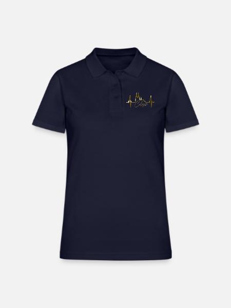 Cologne Skyline Heartbeat Köln Fan Heart Cathedral - Women's Pique Polo Shirt - midnight navy - Front