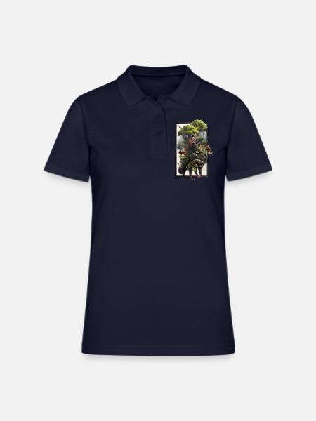 Human conflict in destroying the forest - Women's Pique Polo Shirt - midnight navy - Front