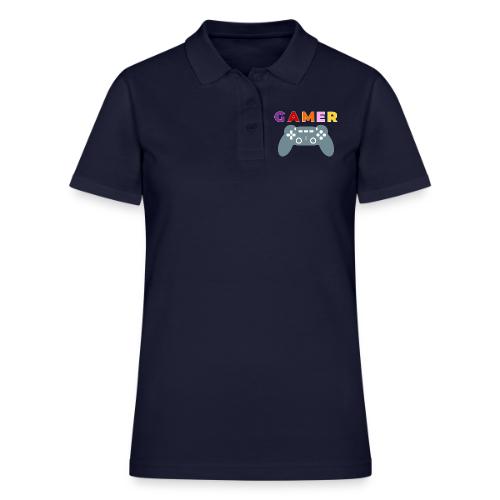 Colorful Gamer Controller Graphic - Women's Pique Polo Shirt