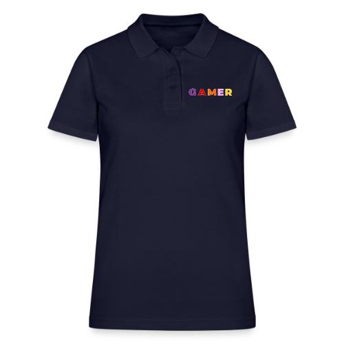 Multicolor GAMER Typography Design - Women's Pique Polo Shirt