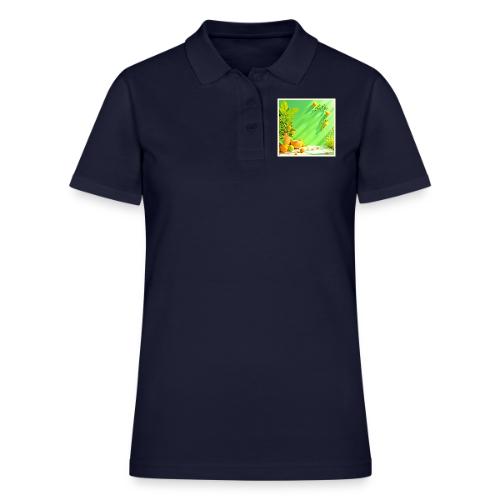 Vibrant Orange Green Still Life Design - Women's Pique Polo Shirt