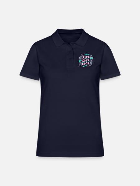 Live Love Code Girl Coder - Women's Pique Polo Shirt - midnight navy - Front