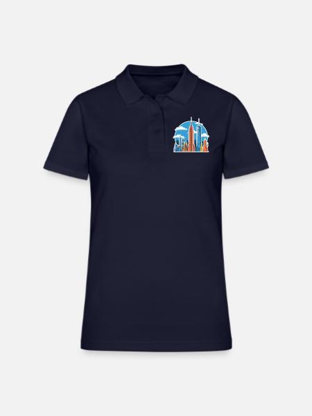 Empire State building NYC - Women's Pique Polo Shirt - midnight navy - Front