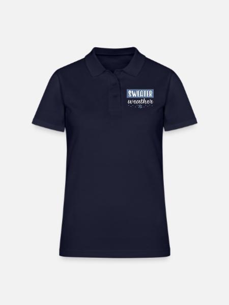 Sweater Weather - Women's Pique Polo Shirt - midnight navy - Front