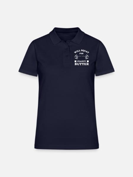 Will Squat For Peanut Butter - Women's Pique Polo Shirt - midnight navy - Front
